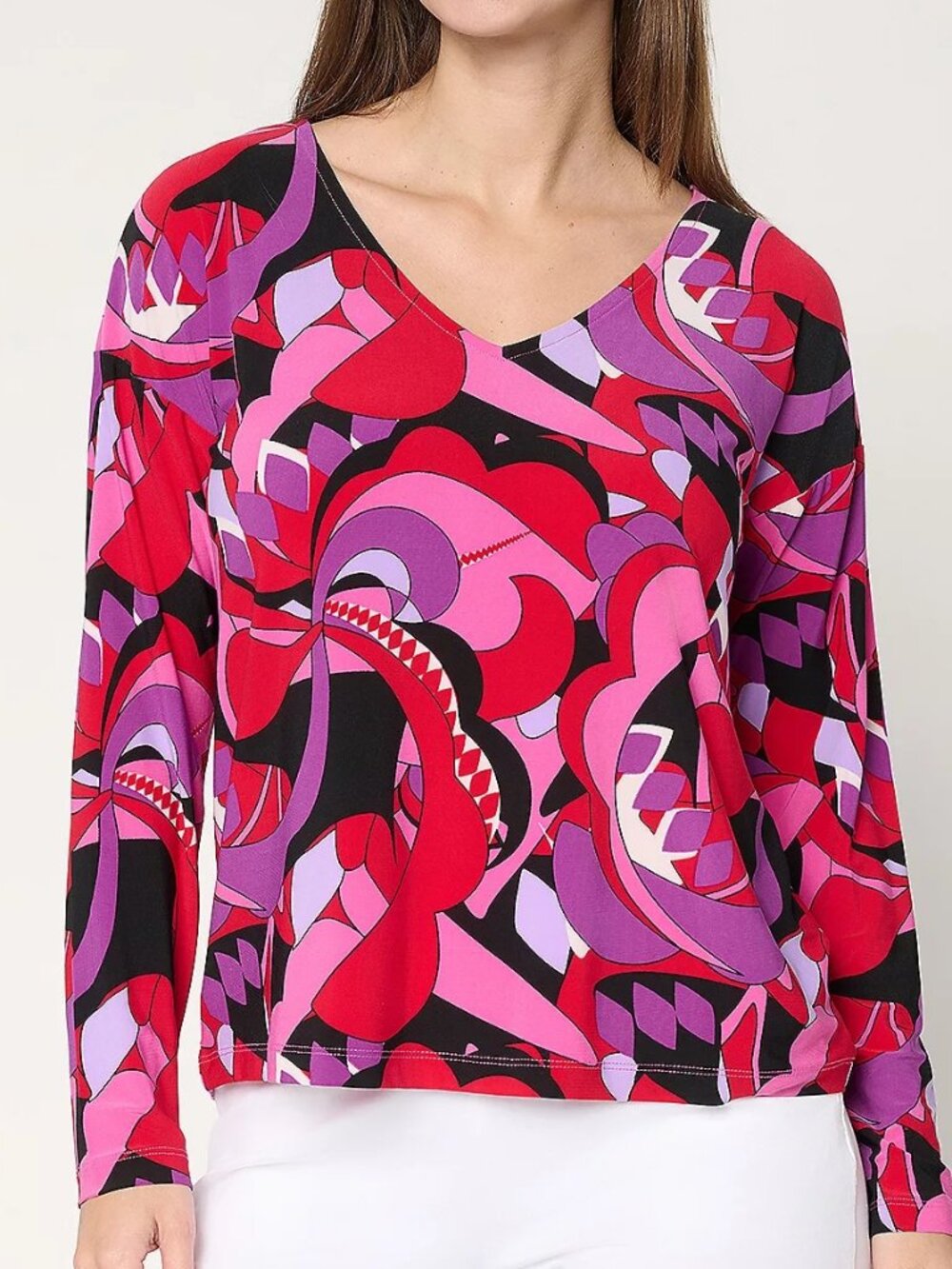 Attitudes by Renee Women with Control Printed Como Jersey Top Orchid Mod XS & L
